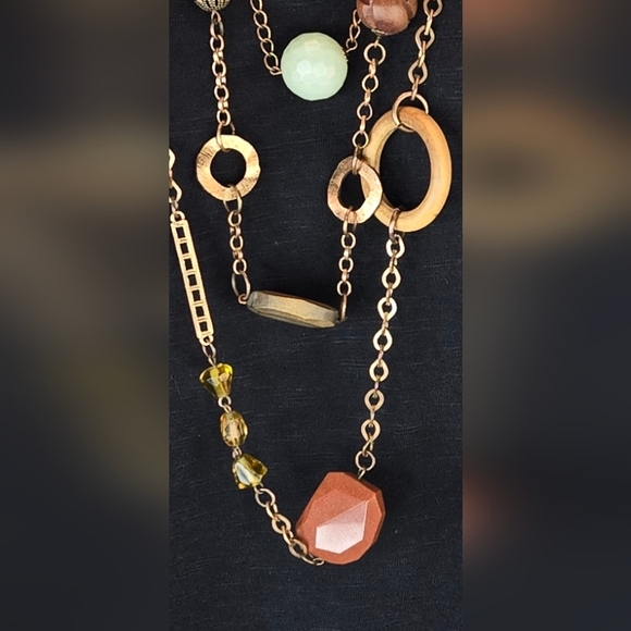 Retro Womens Antique Gold Look, Wood, Goldstone , Aventurine Bead 3 Strands - Picture 3 of 9